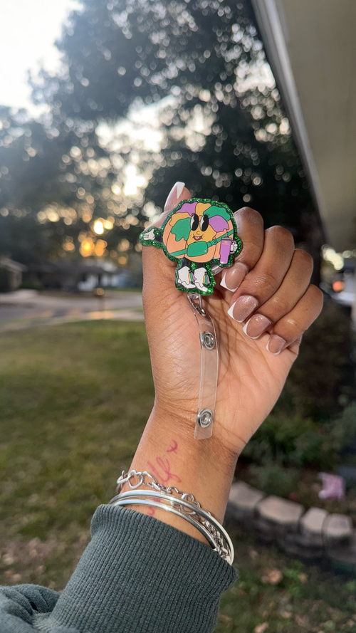 King Cake Mardi Gras Badge Reel