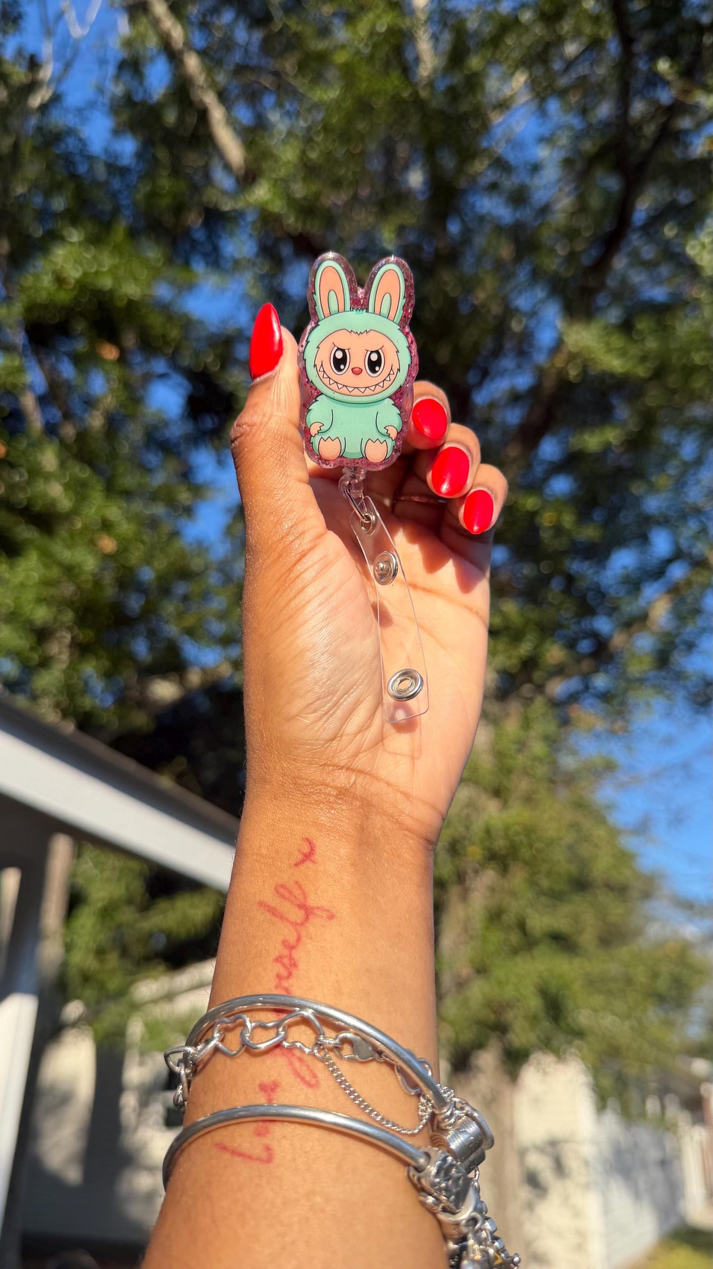 Blue Labubu Badge Reel