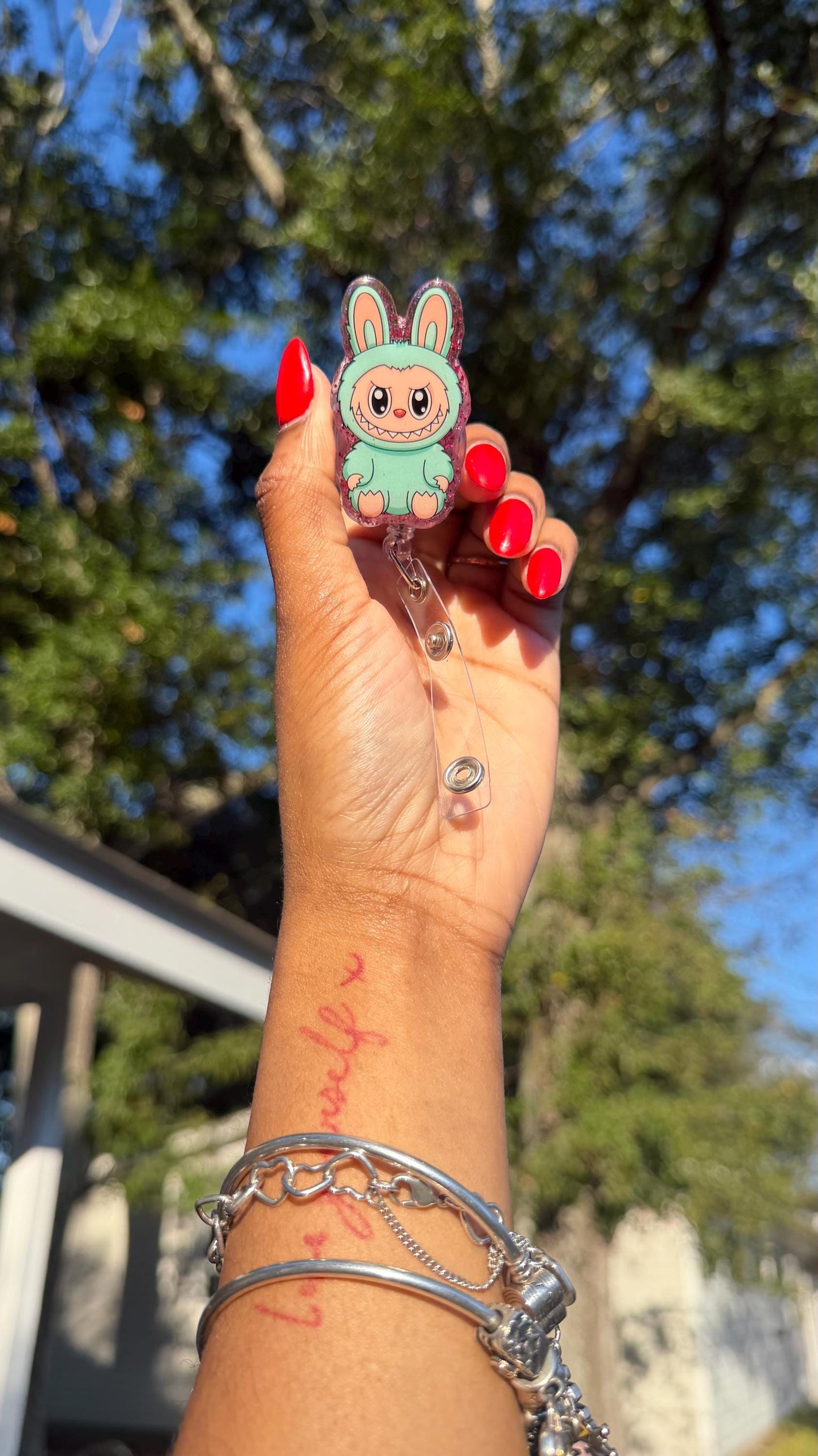 Blue Labubu Badge Reel